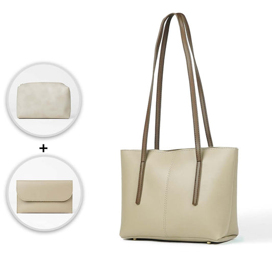 Medallion Tote Bag - beige & brown